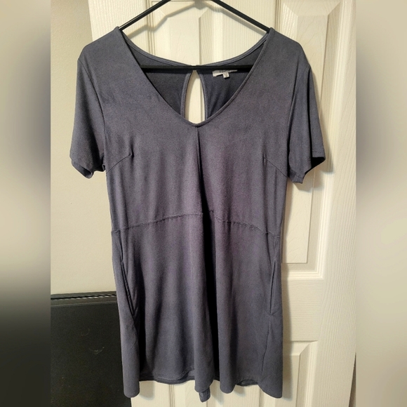 Z supply size medium blue gray suede smock dress with pockets - Picture 1 of 6